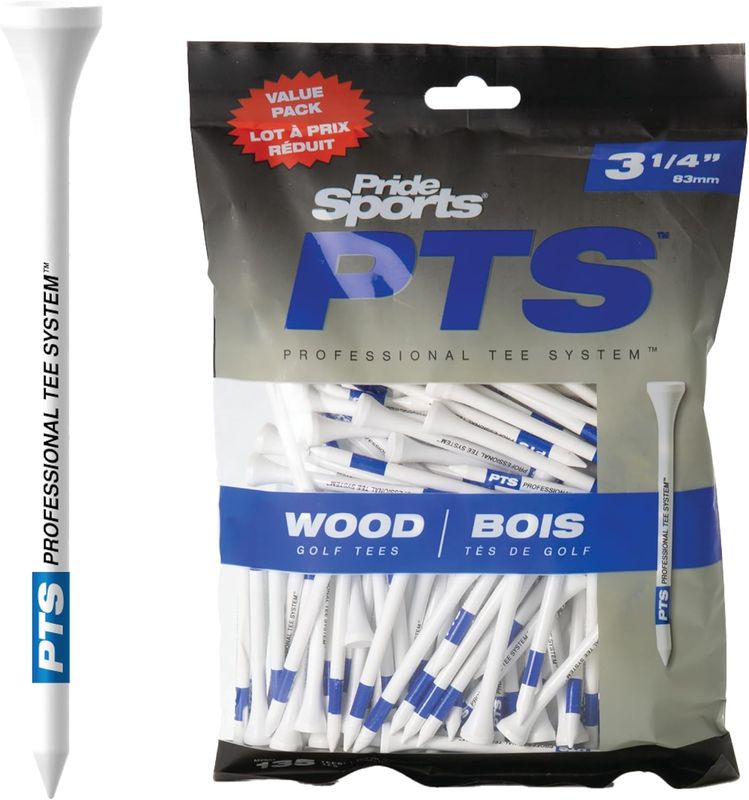 PrideSports PTS Wood Golf Tees - 135 Count, 3-1/4 Inch