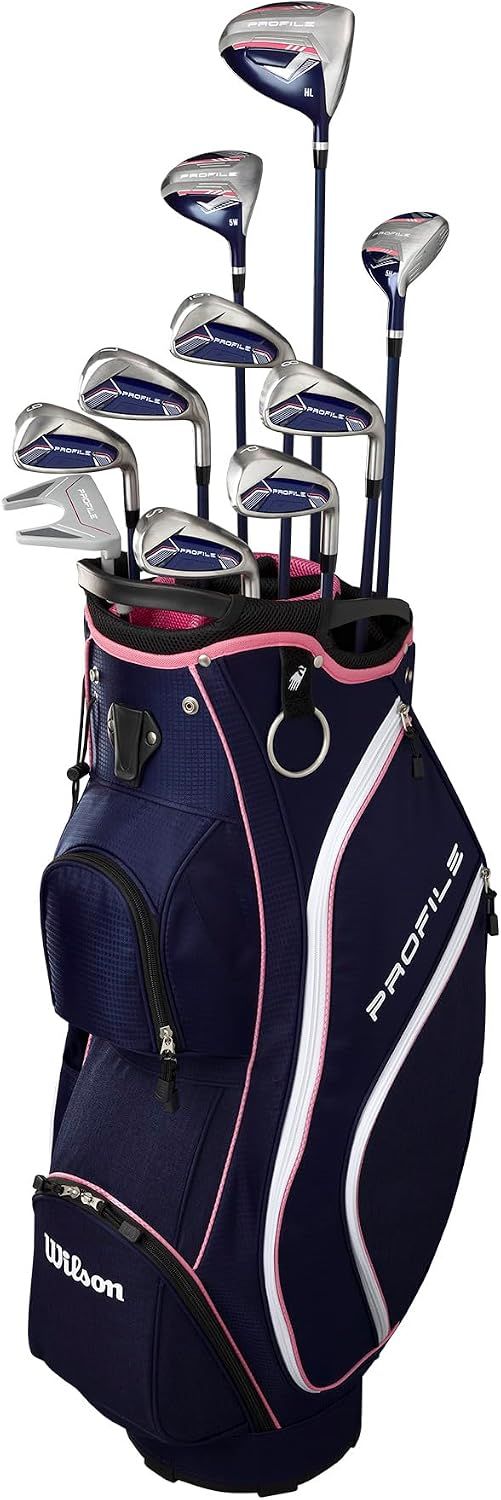 Wilson Women's Profile Complete Golf Set with Cart Bag - Right Hand, Ladies, Navy/Rose Gold/Silver