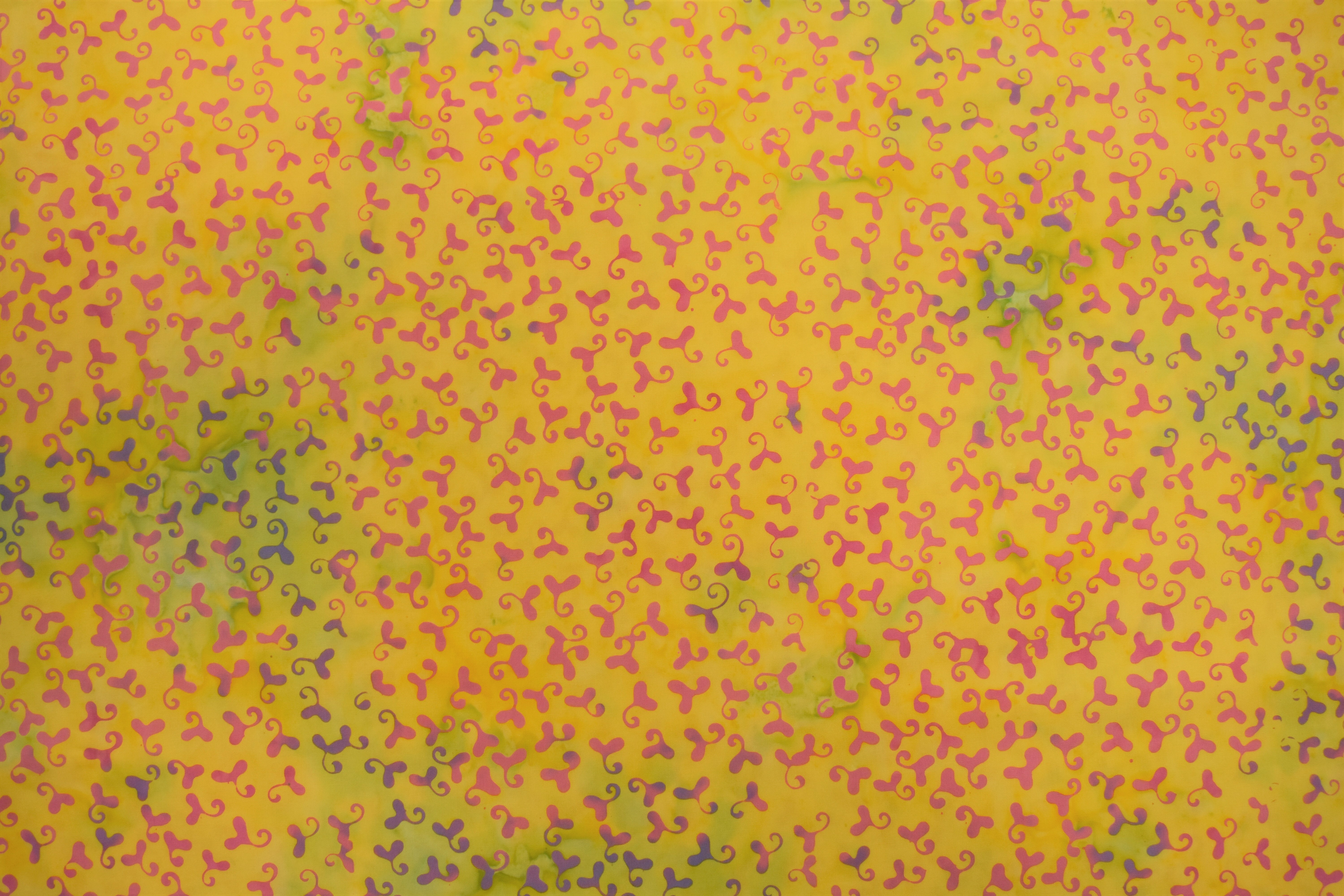 Yellow with Pink Shapes Batik - 1/2m cut WKCLQZM8