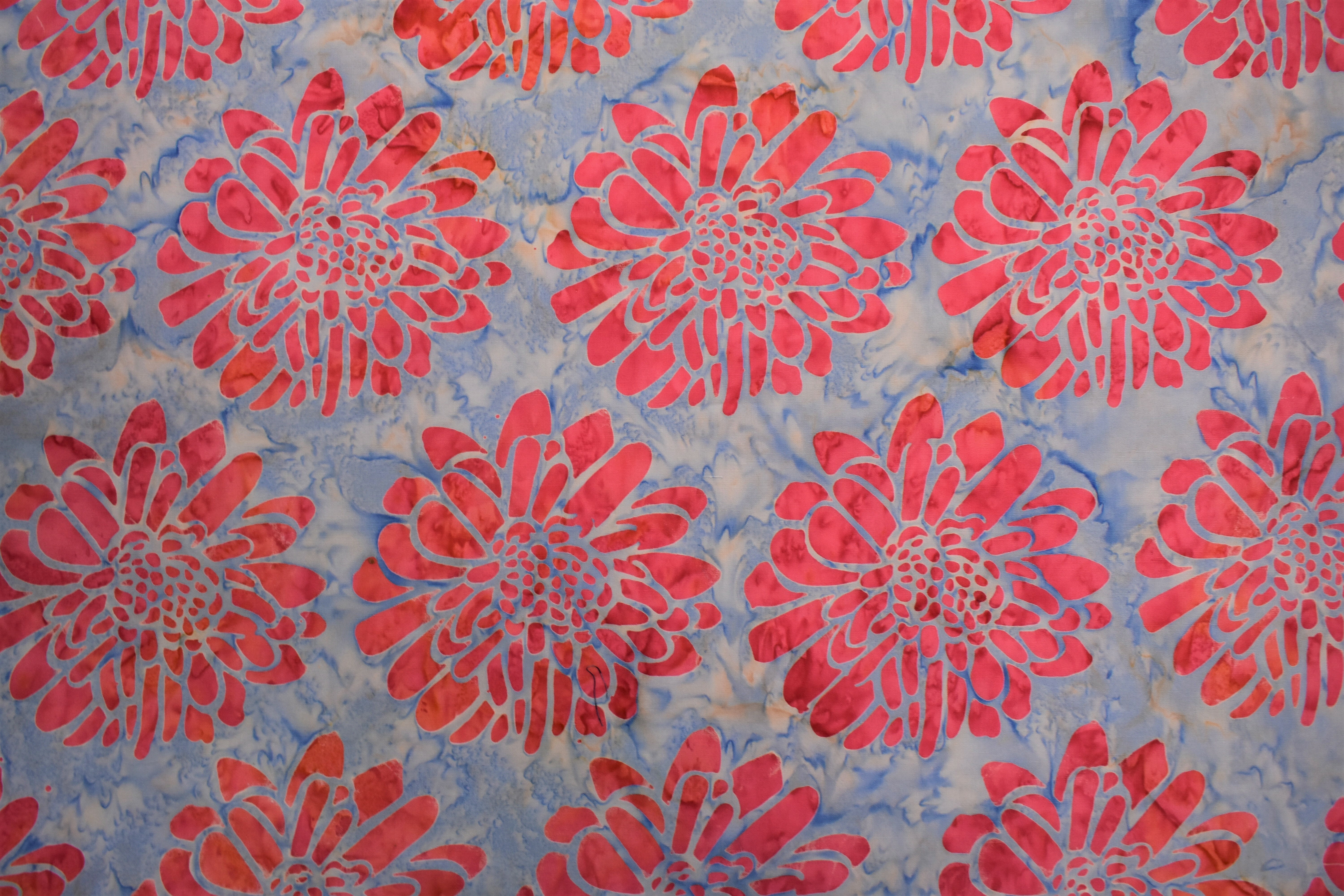 Blue with Large Pink Flowers Batik - 1/2m cut RWRN7GPV