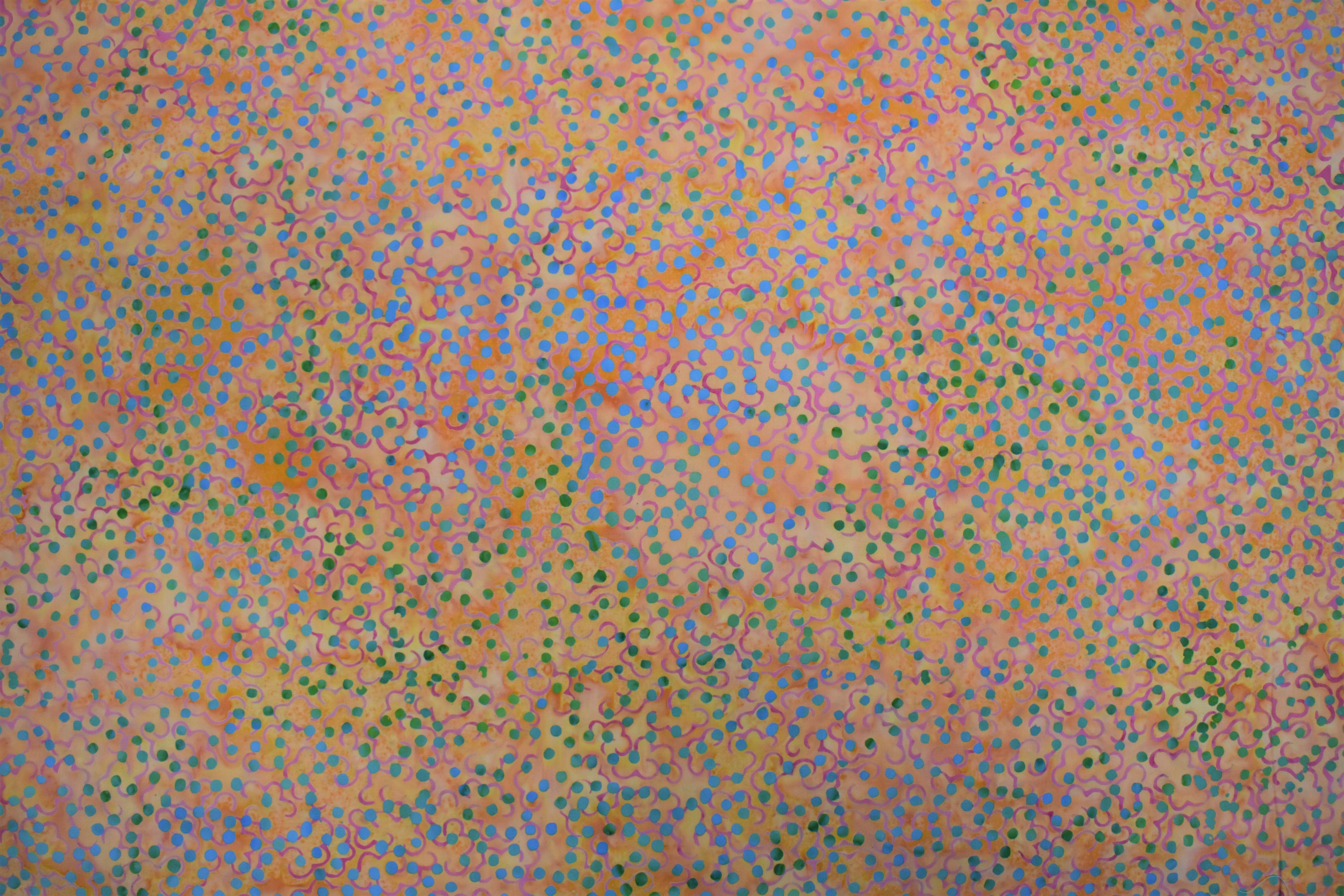 Orange with Green & Blue Dots Batik - 1/2m cut H17KD6HP
