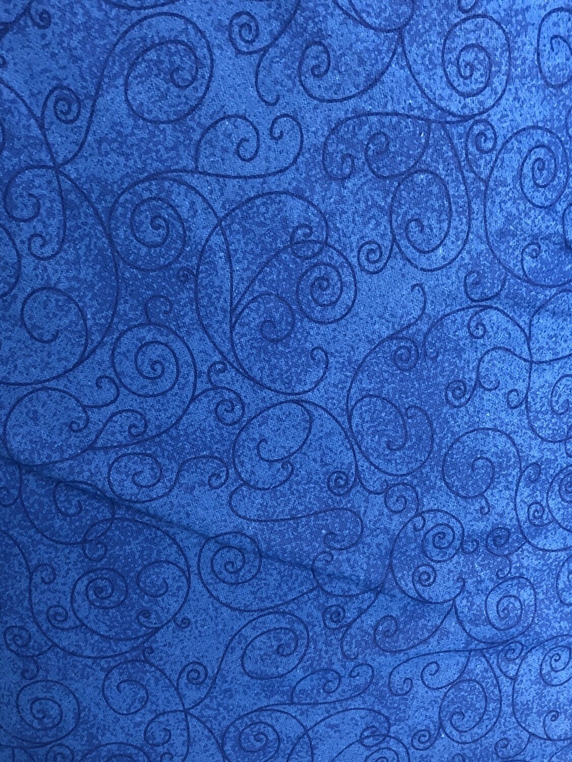 Flannel 108&quot; - Royal Blue Scroll - 1/2m cut