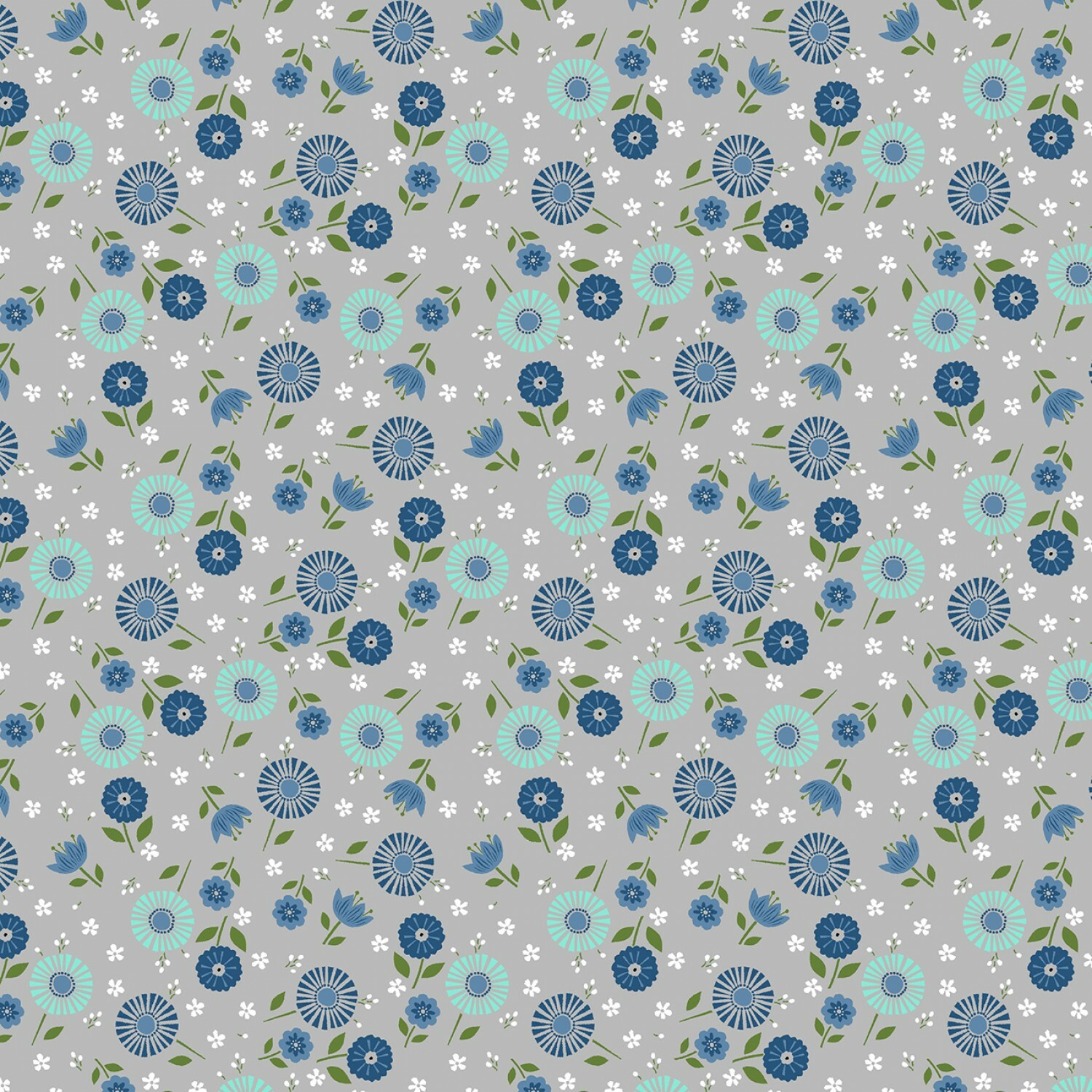 Grey Floral - Adventure Time by Wilmington Fabrics - 1/2m cut 55823