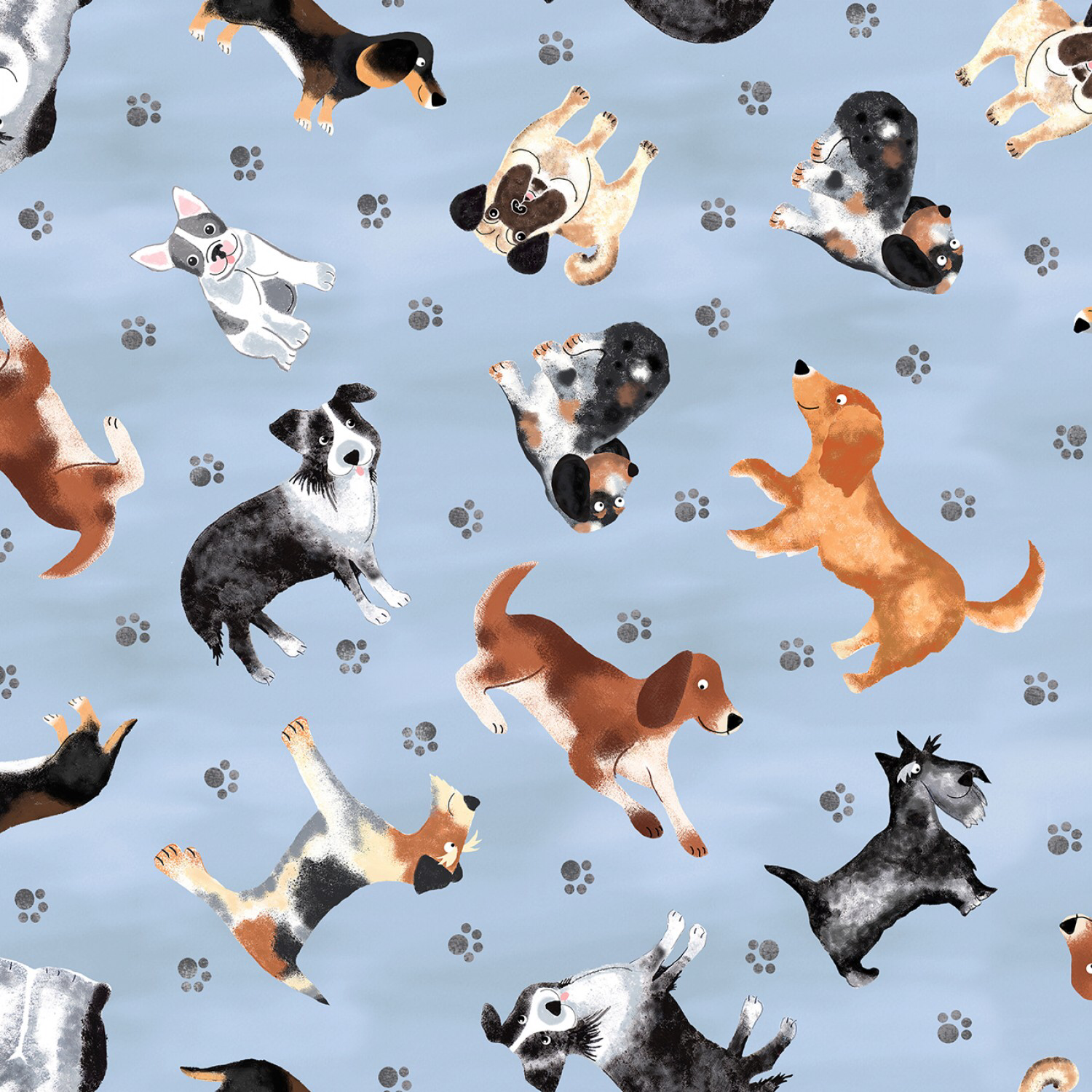 Blue Dog Print - 1/2m cut 55909