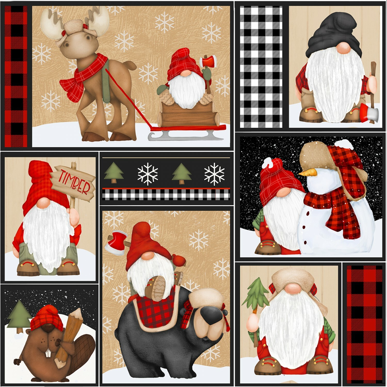 Timber Gnomies - Patchwork - 1/2m cut 55911