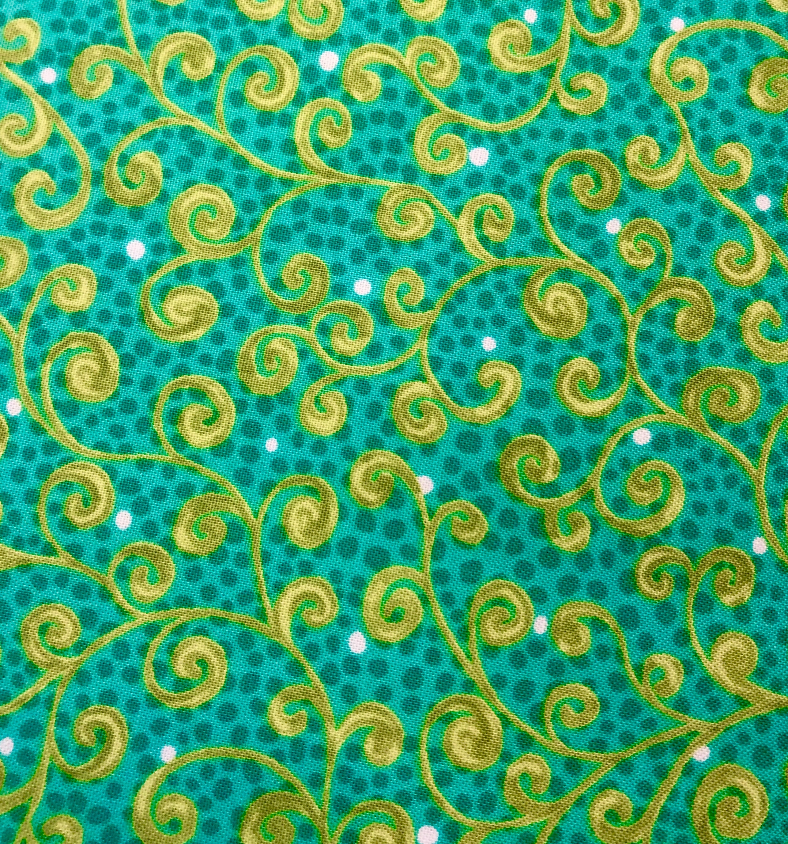 Green Swirls on Teal - 1/2m cut 55921