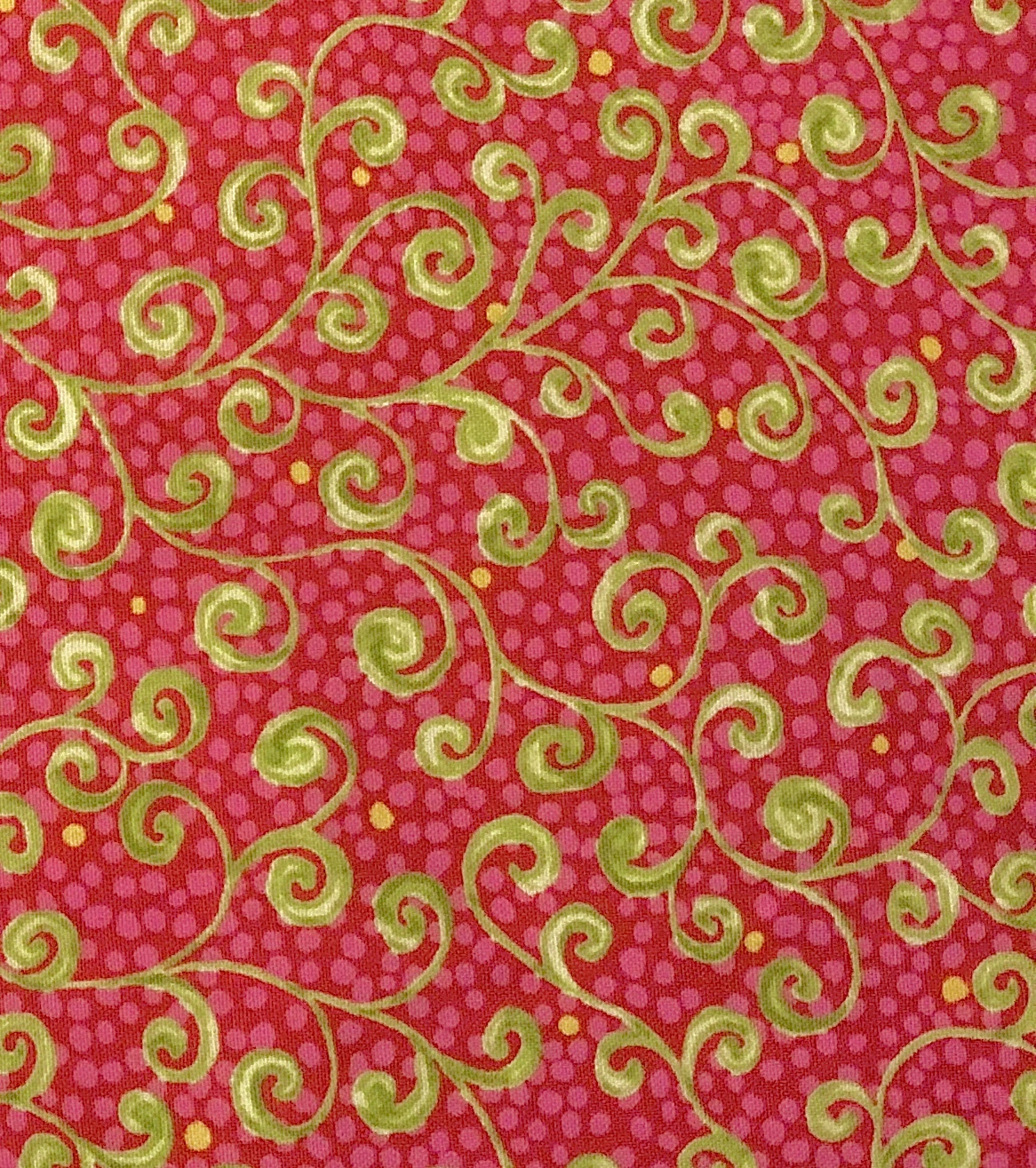 Green Swirls on Bright Pink - 1/2m cut 55920