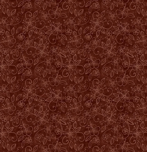 Chocolate Flowers - Cuppa Cocoa by Wilmington Fabrics - 1/2m cut 55952
