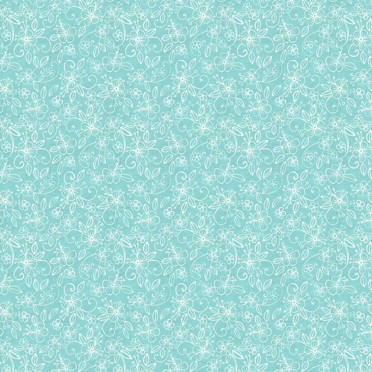 Teal Flowers - Cuppa Cocoa by Wilmington Fabrics - 1/2m cut 55953