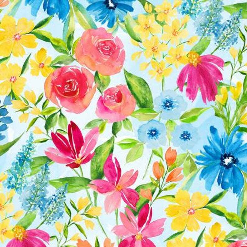 Large Floral Print Bloom True by Wilmington Fabrics 1/2m cut