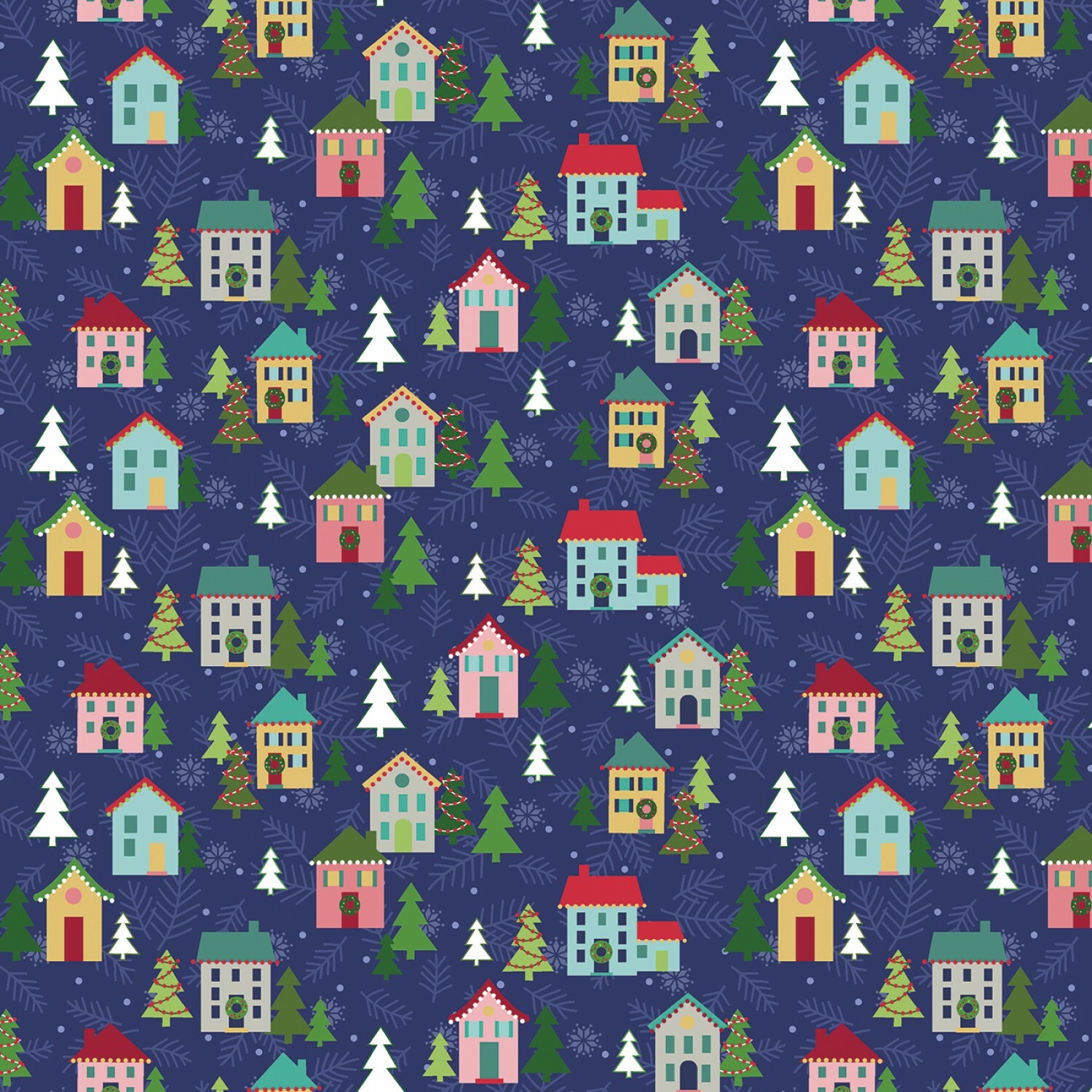 Navy Christmas Village - Better Not Pout - 1/2m cut 55985