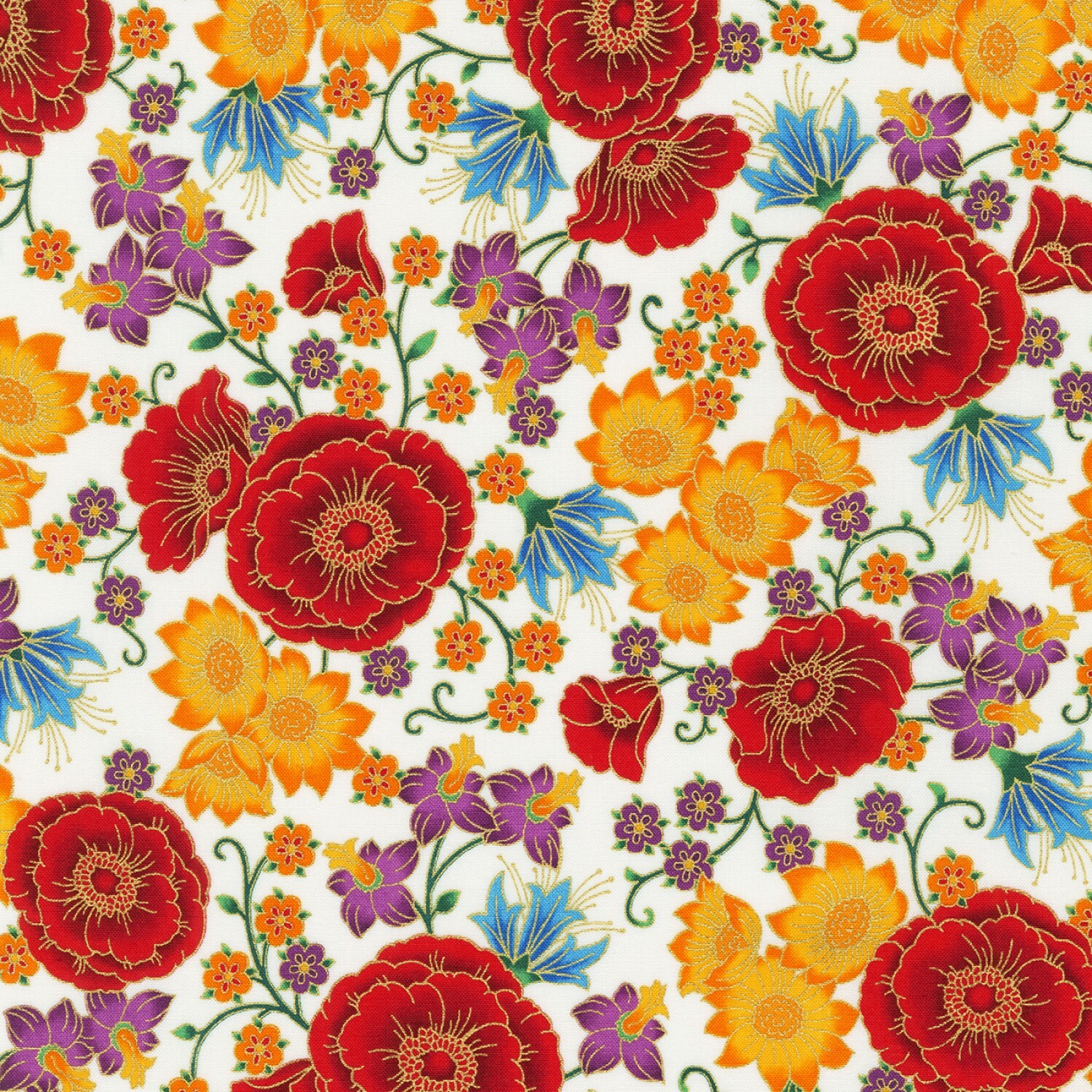 White Floral - Florentine - 1/2m cut 55991