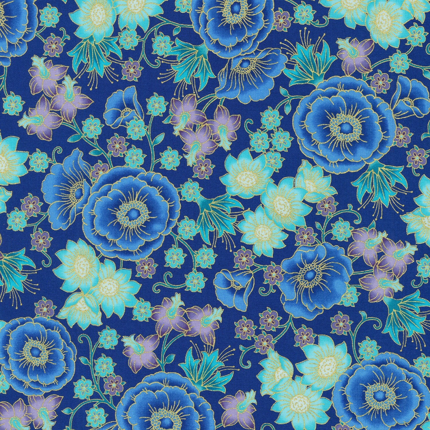 Navy Floral - Florentine - 1/2m cut 55989