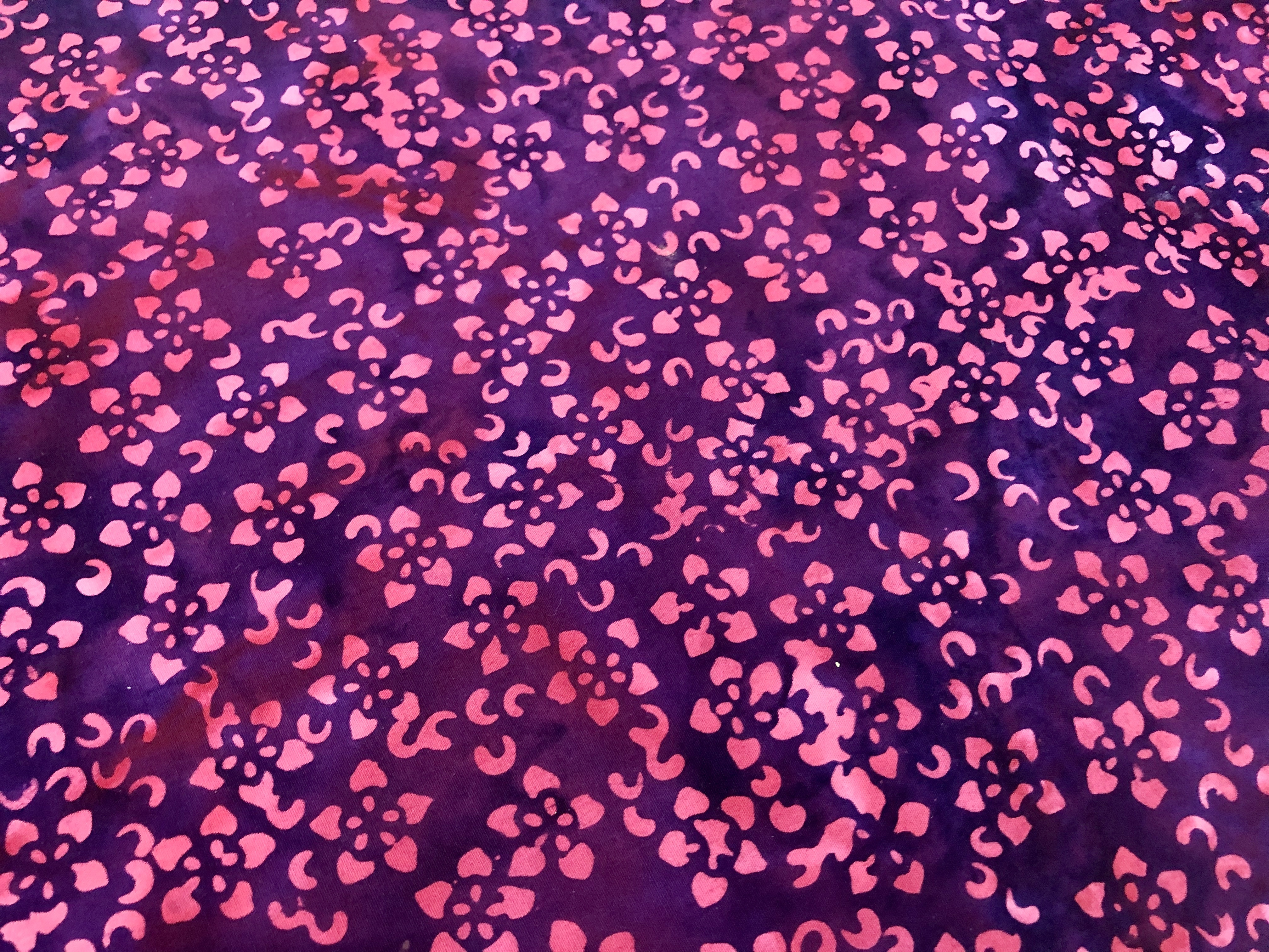 Pink Flowers - Beetroot Jazz - Batik - 1/2m cut 56066