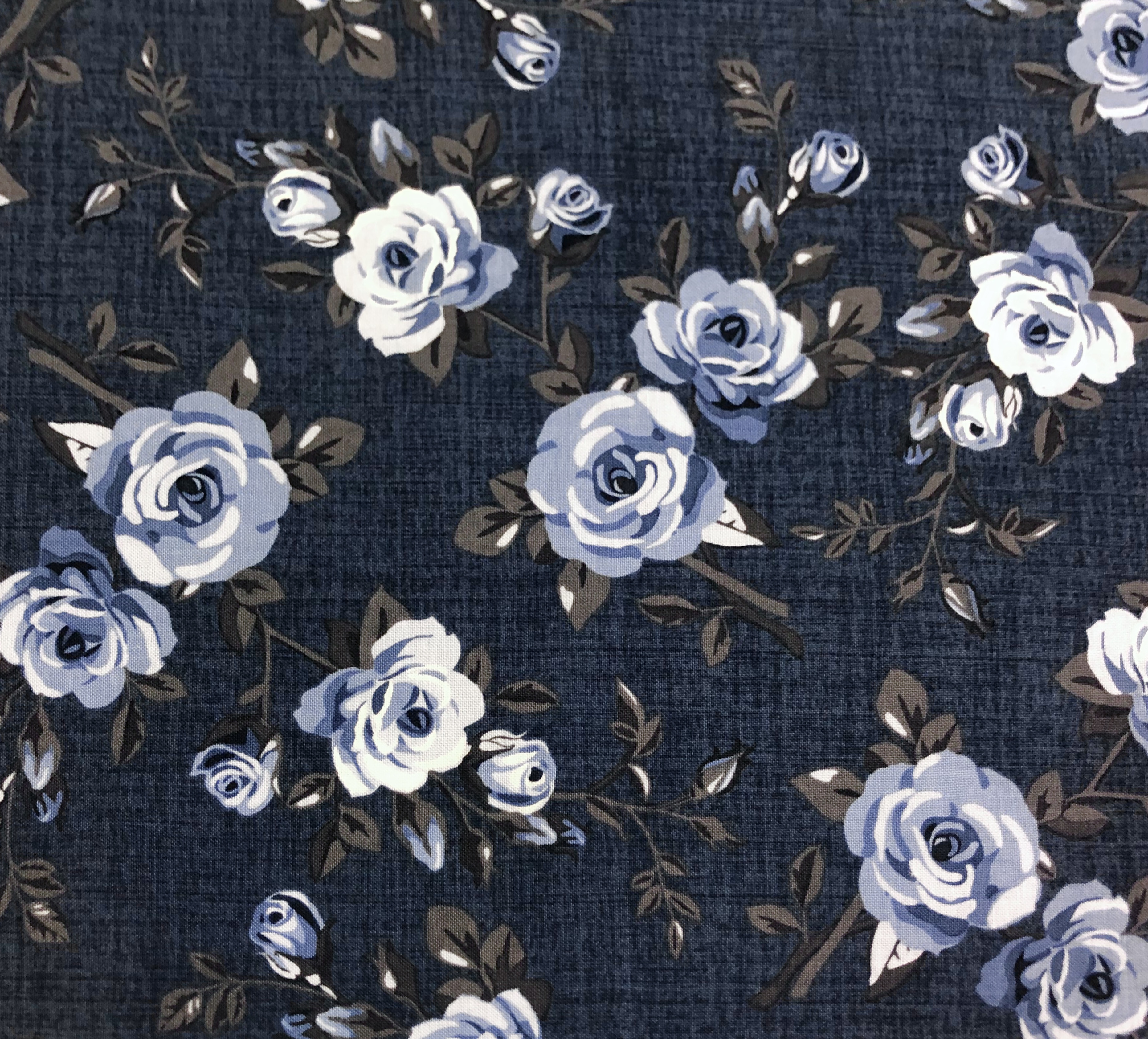 Dark Blue Florals - Elegant Blooms - 1/2m cut 56355