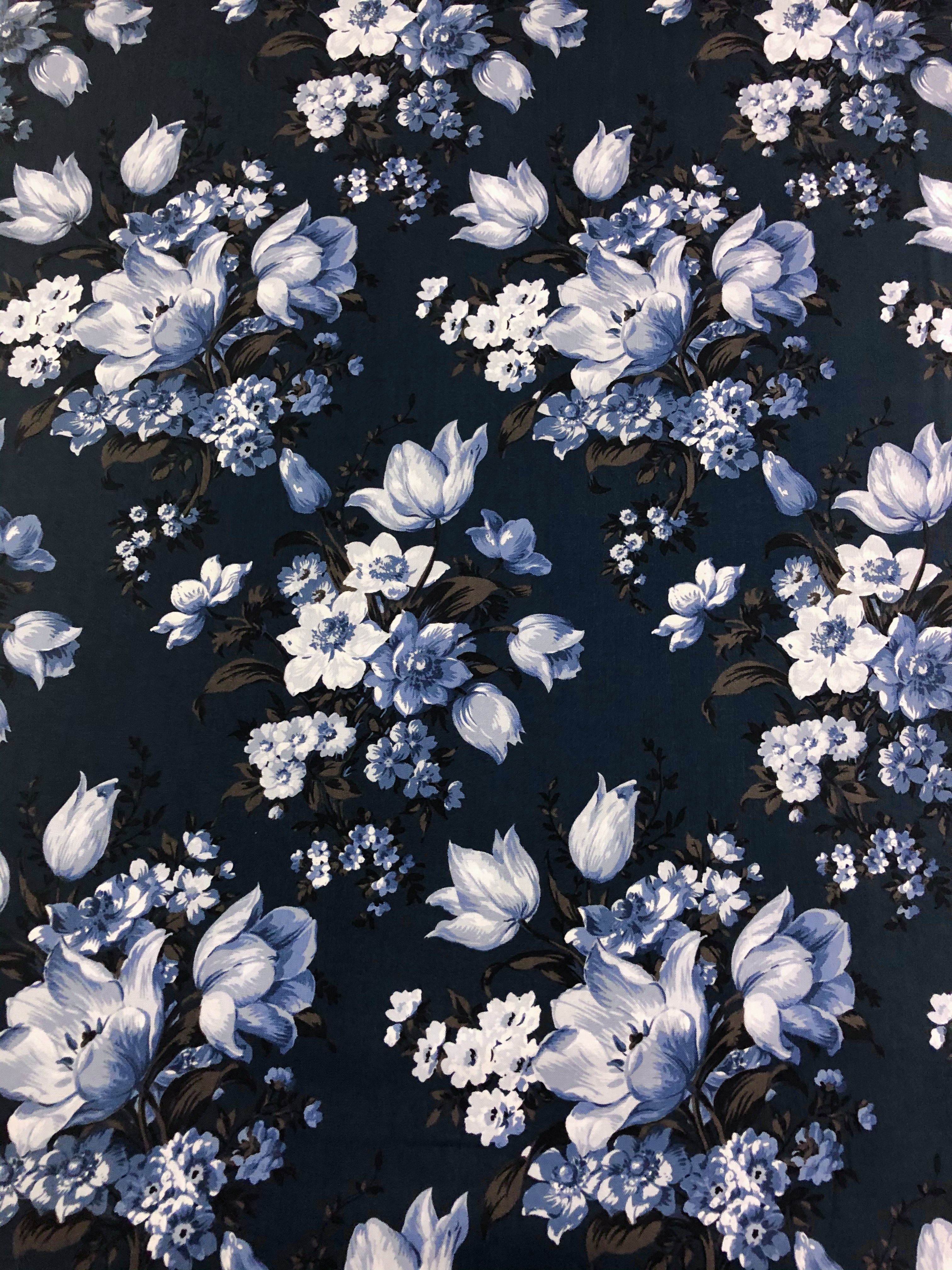 Dark Blue Bouquets - Elegant Blooms - 1/2m cut 56356