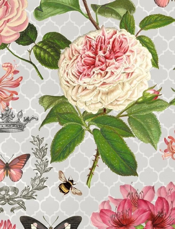 Le Bouquet - Grey - Wilmington Fabrics- 1/2m cut 56375