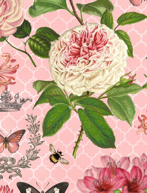 Le Bouquet - Pink - Wilmington Fabrics- 1/2m cut 56374