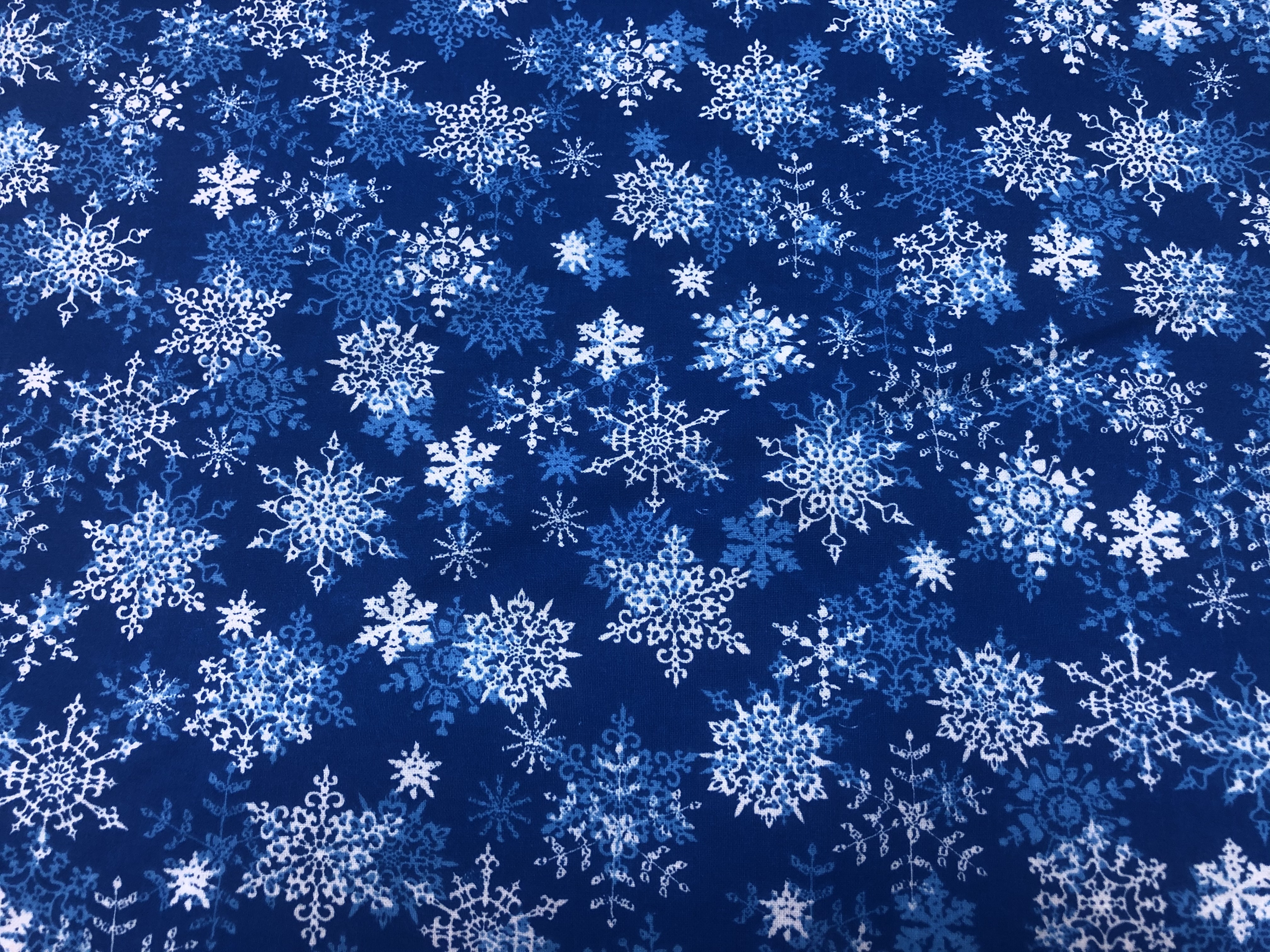 Merry Christmas Basics - Snowflakes on Blue - 1/2m cut 56387