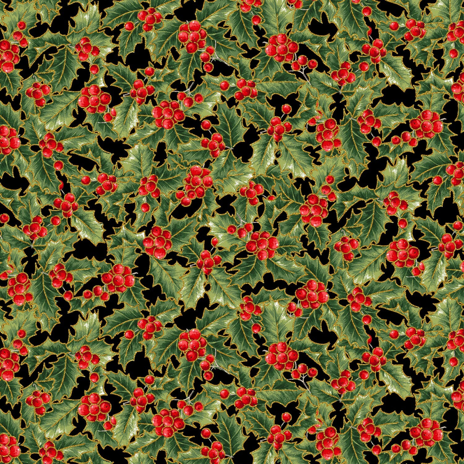 Holly and Leaves - 1/2m cut 56408