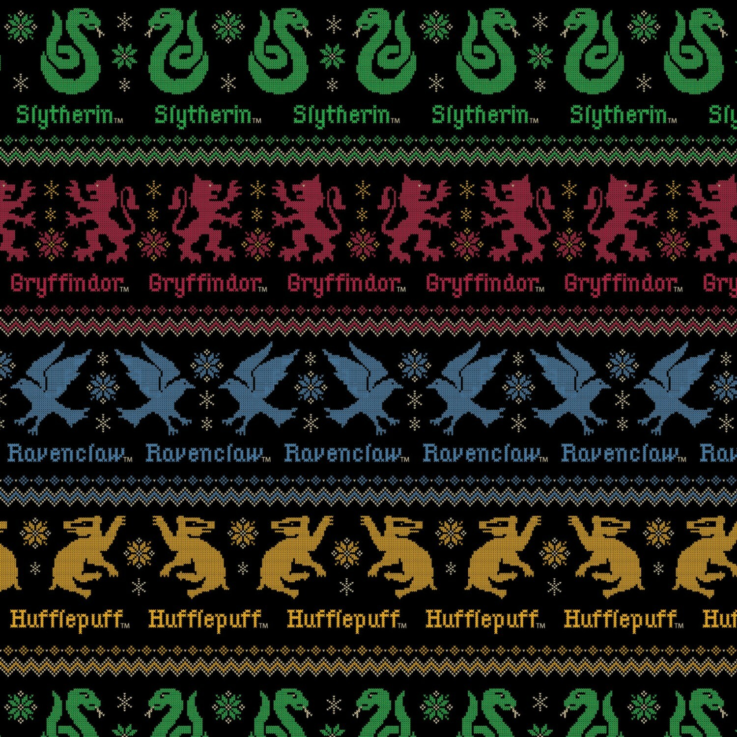 Christmas Sweater - All Houses - Harry Potter Fabric - 1/2m cut 56498
