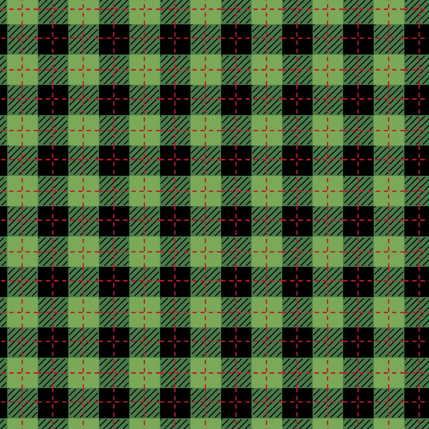 Green and Black Buffalo Plaid - We Whisk You A Merry Christmas - 1/2m cut 56625