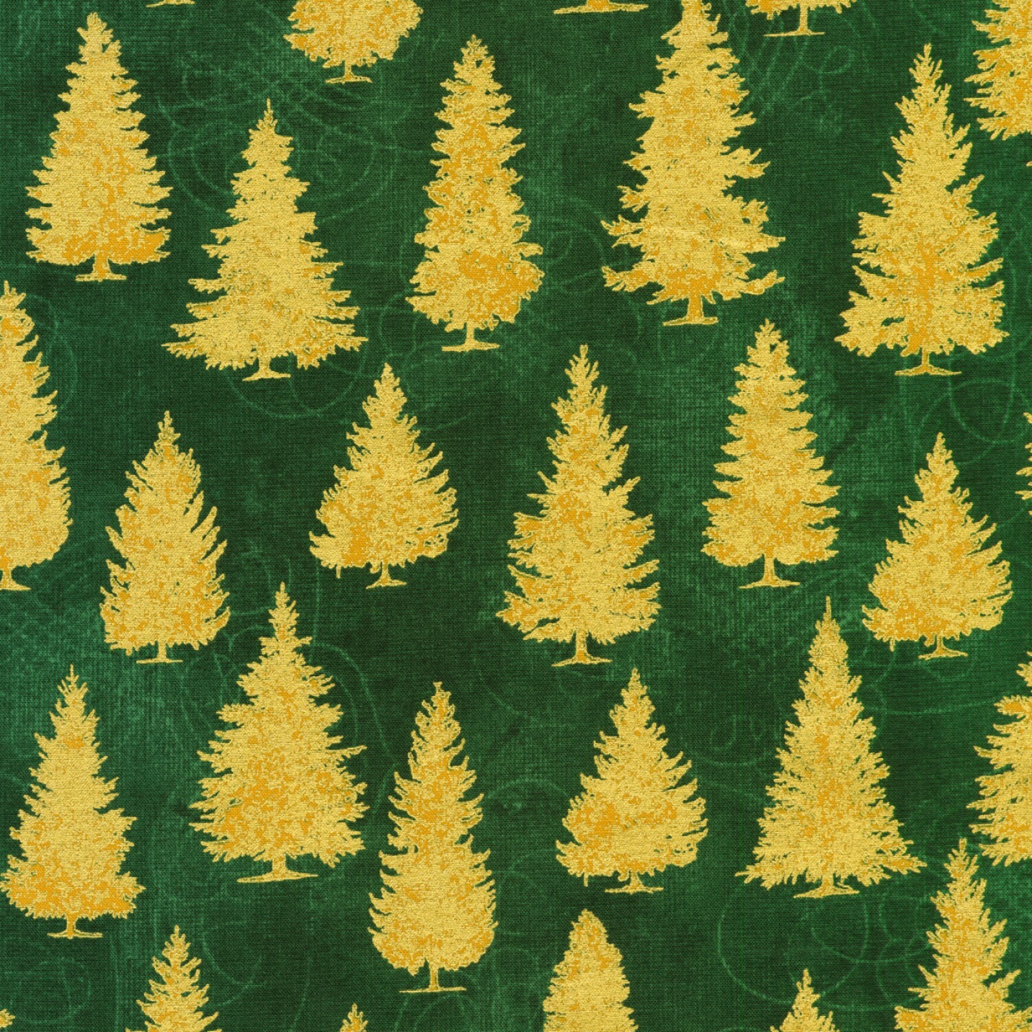 Gold Trees on Green - Winter's Grandeur 8 - 1/2m cut 56630