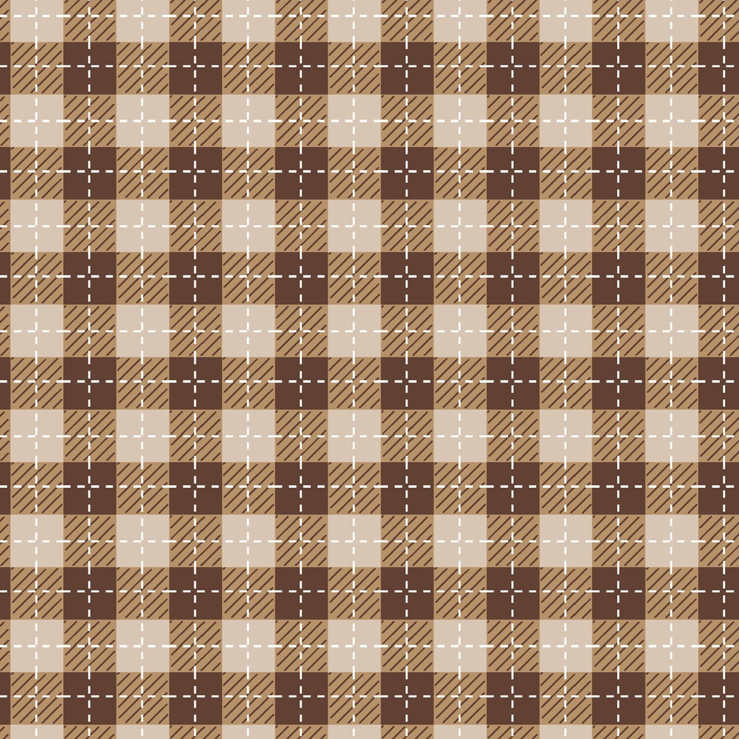 Tan and Brown Buffalo Plaid - We Whisk You A Merry Christmas - 1/2m cut 56627