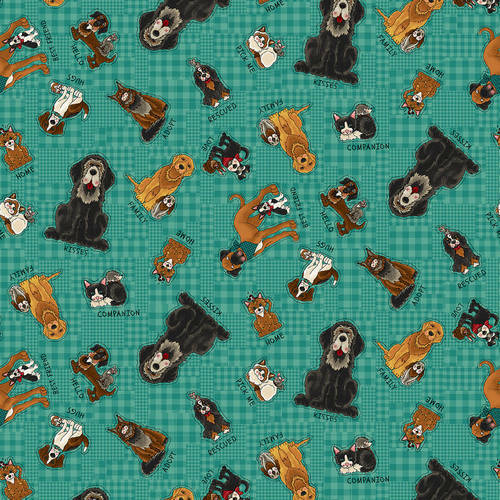 Tossed Animals on Teal - Rescued and Loved by Henry Glass - 1/2m cut 56663