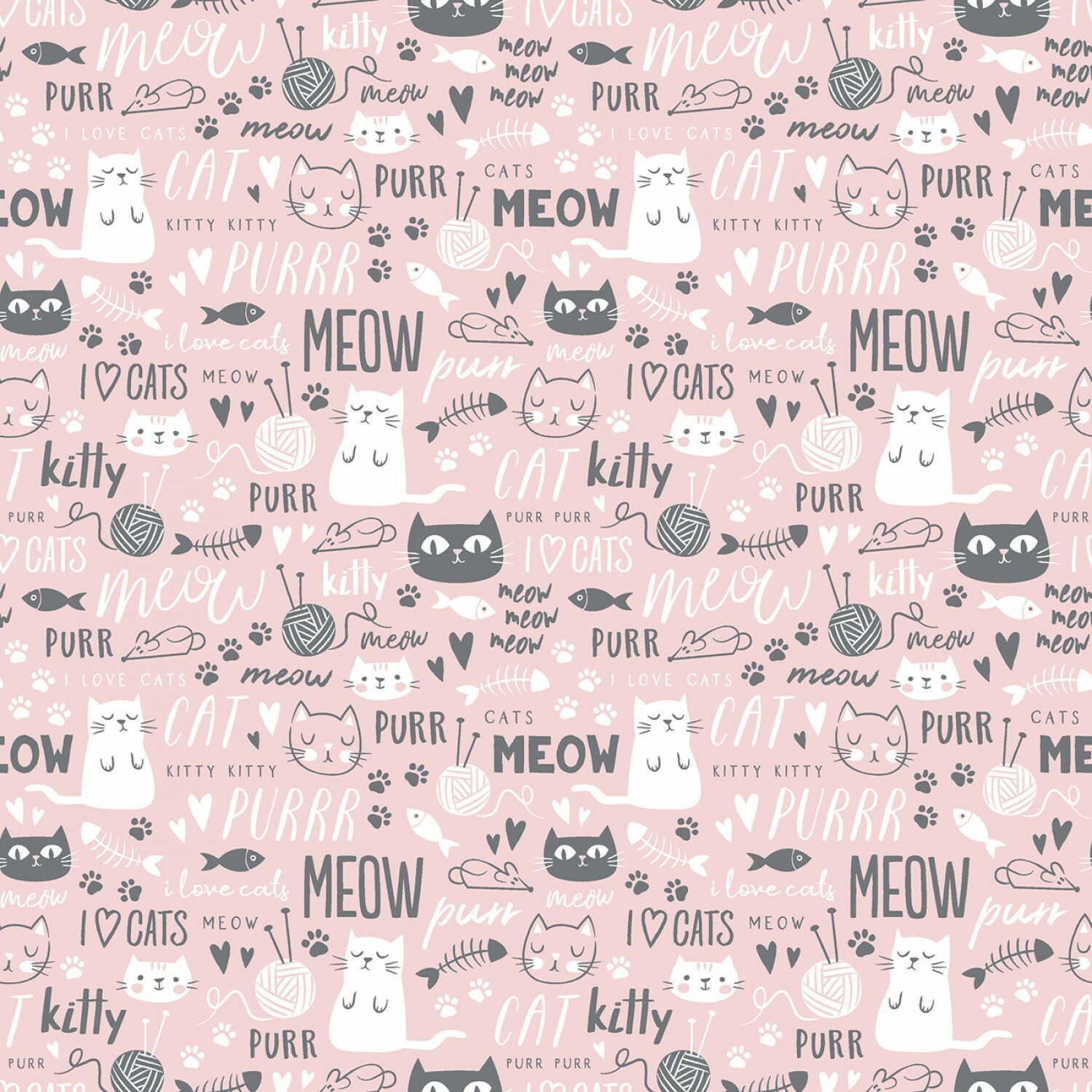 Purrfect Day - Pink - 1/2m cut 56668