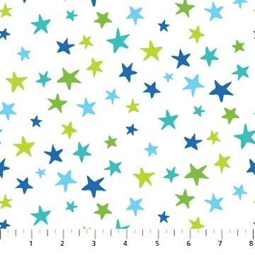 Go Fish - Stars on White - 1/2m cut 56693