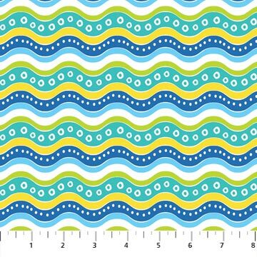 Go Fish - Multi Coloured Waves - 1/2m cut 56696