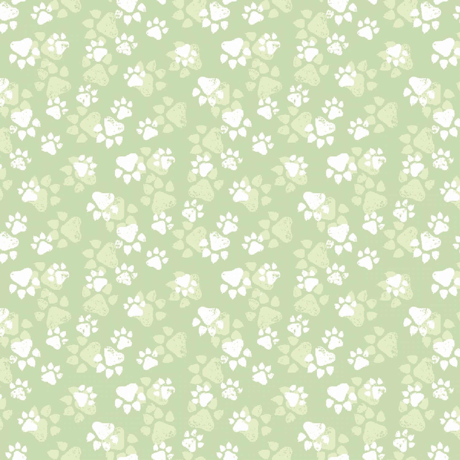 Fancy Cat - Green Paw Prints - 1/2m cut 56708