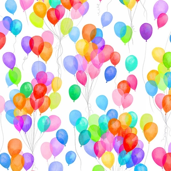 Cue the Confetti - Balloons on White - 1/2m cut 56719