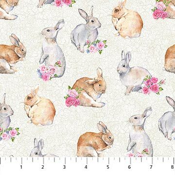 Bunny Love - Bunnies on White - 1/2m cut 56922