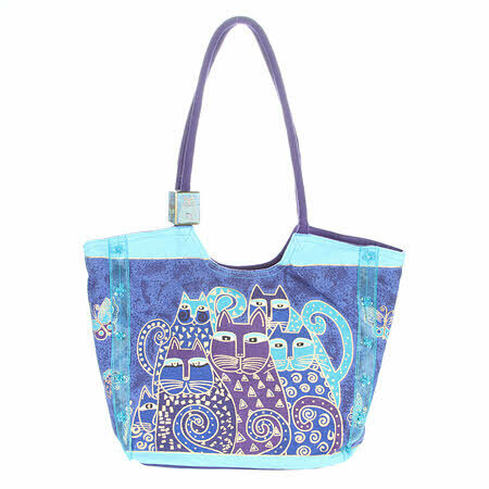 Laurel Burch Bag - Scooped Indigo Cats 56945