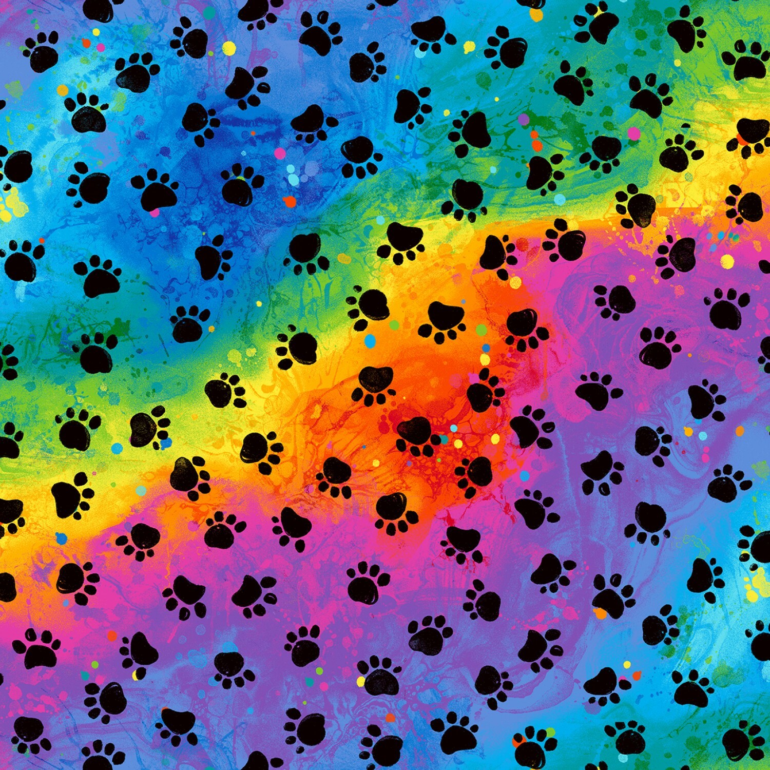 Rainbow Paw Prints - Meow Za - 1/2m cut 57025