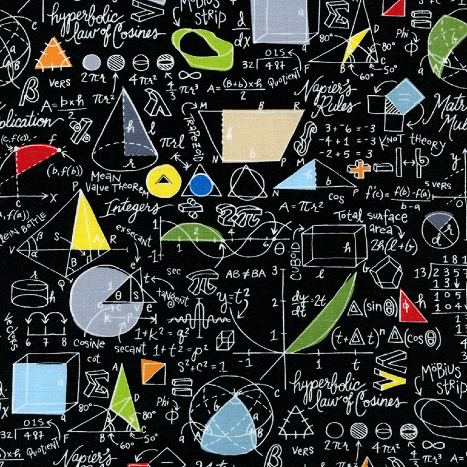 Math on Black - 1/2m cut 57020