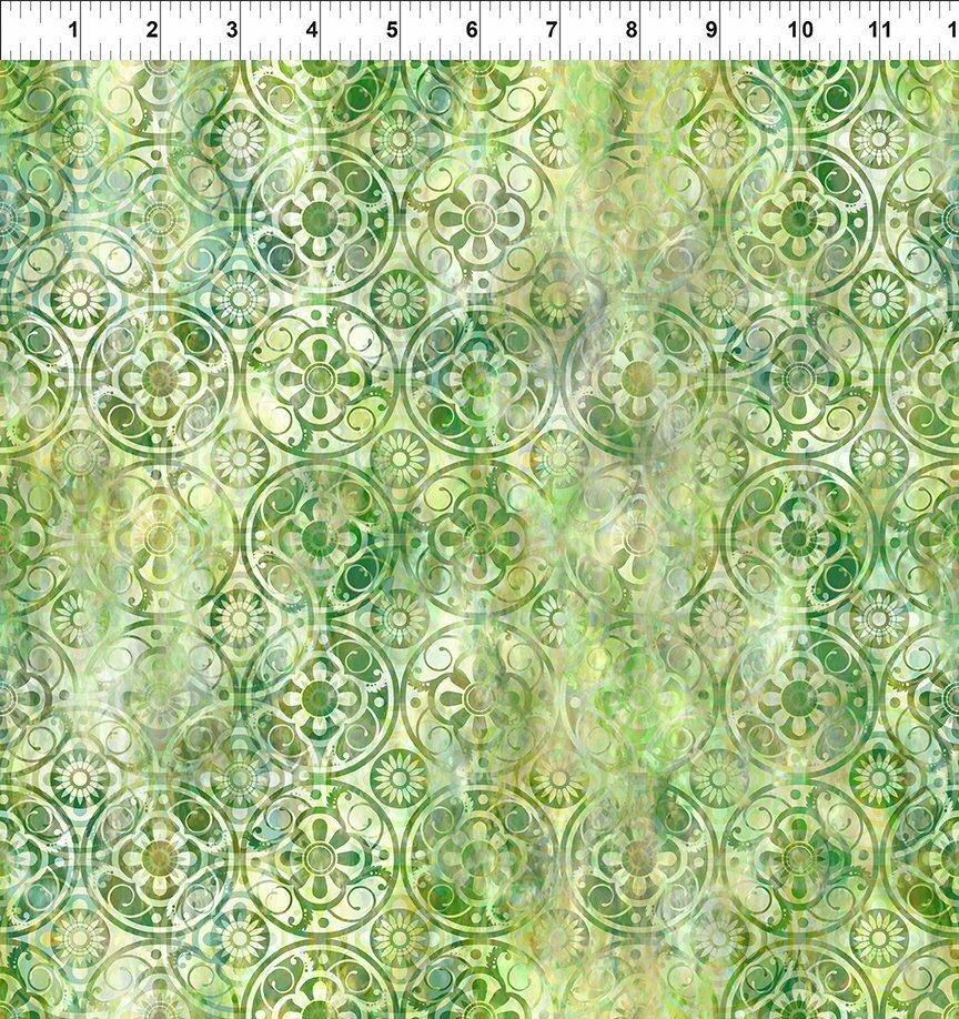 Florigraphix V - Green Medallions (9-1) - 1/2m cut 57083