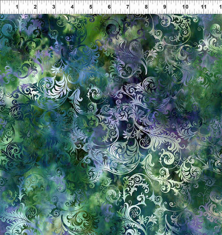 Florigraphix V - Green/Blue Leaf Swirl (4-2) - 1/2m cut 57069