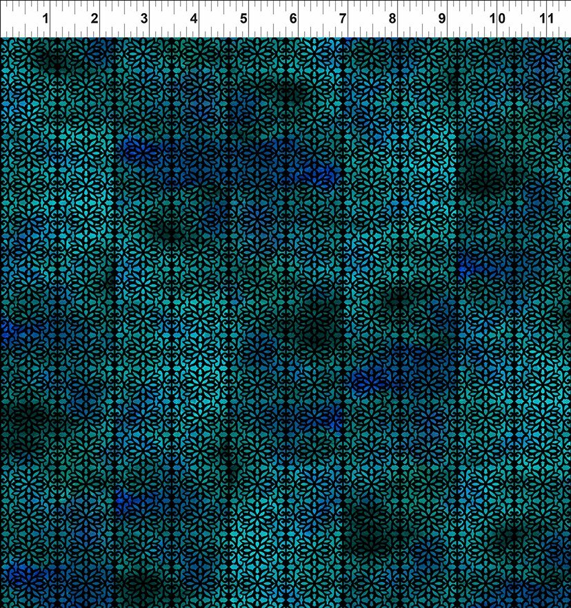 Florigraphix V - Blue/Green Filigree (11-1) - 1/2m cut 57090
