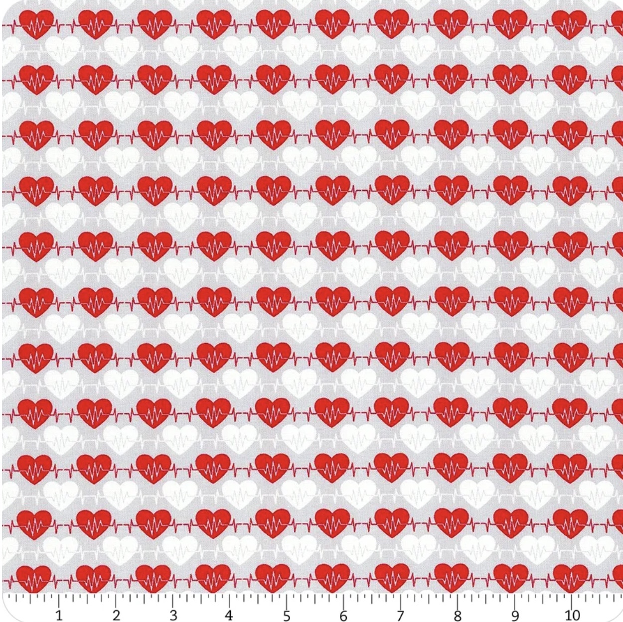 Big Hugs - Grey Heart Beat - 1/2m cut 57215