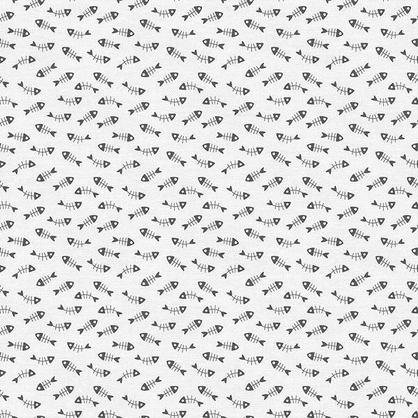Tails and Whiskers - Fish Bones on White - 1/2m cut 57226