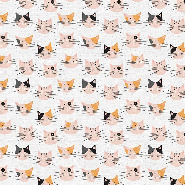 Tails and Whiskers - Cat Heads on White - 1/2m cut 57222