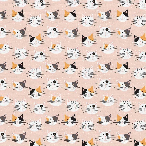 Tails and Whiskers - Cat Heads on Pink - 1/2m cut 57221