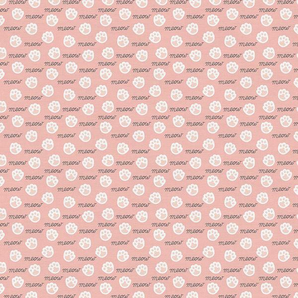 Tails and Whiskers - Paw Prints on Pink - 1/2m cut 57229