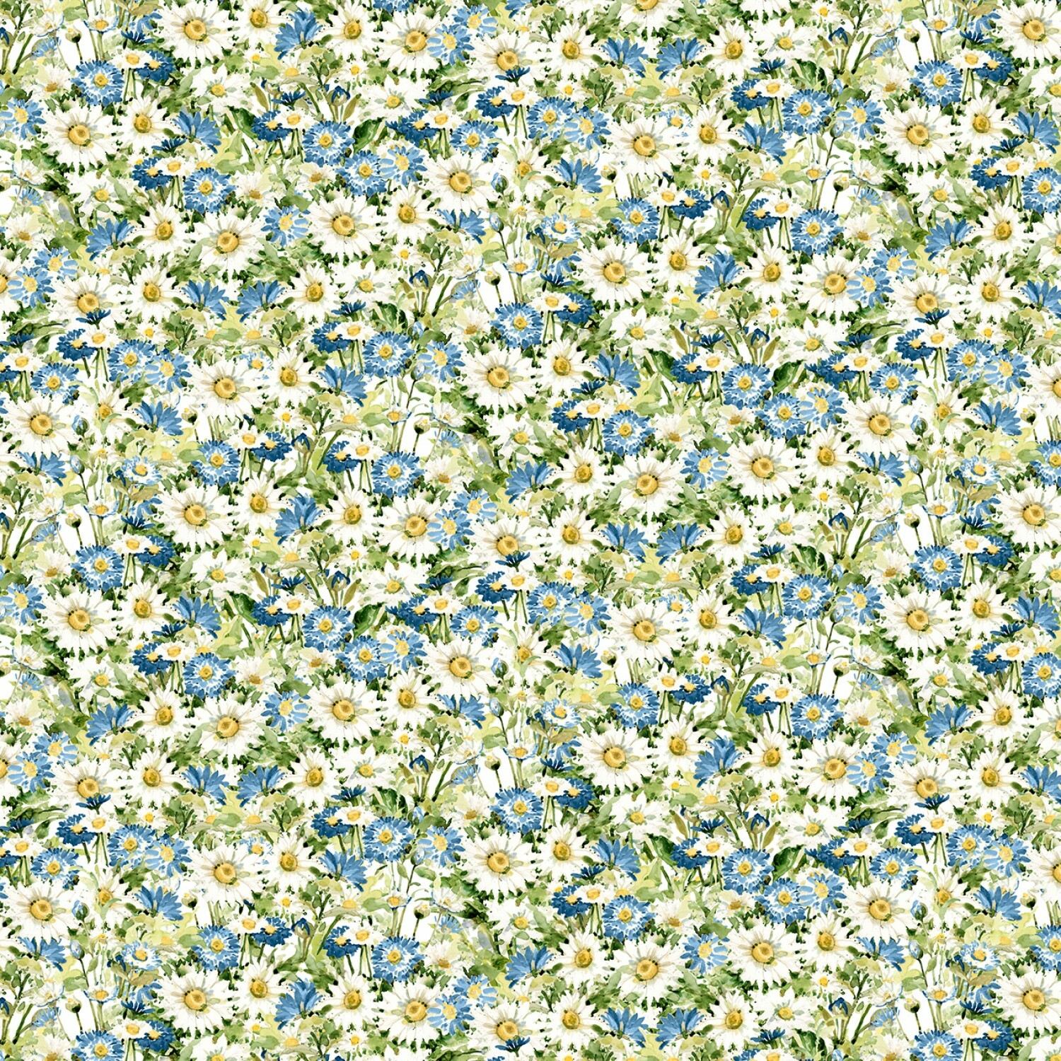 Meadow Bloom - Blue Packed Daisies - 1/2m cut 57234
