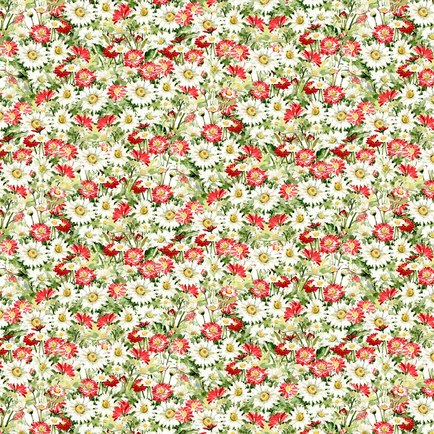 Meadow Bloom - Red Packed Daisies - 1/2m cut 57235