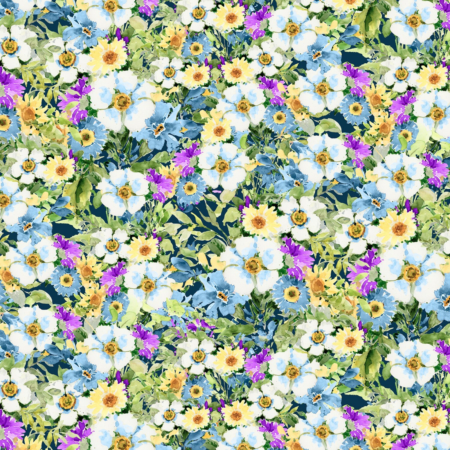 Meadow Bloom - Blue Packed Wildflowers - 1/2m cut 57233
