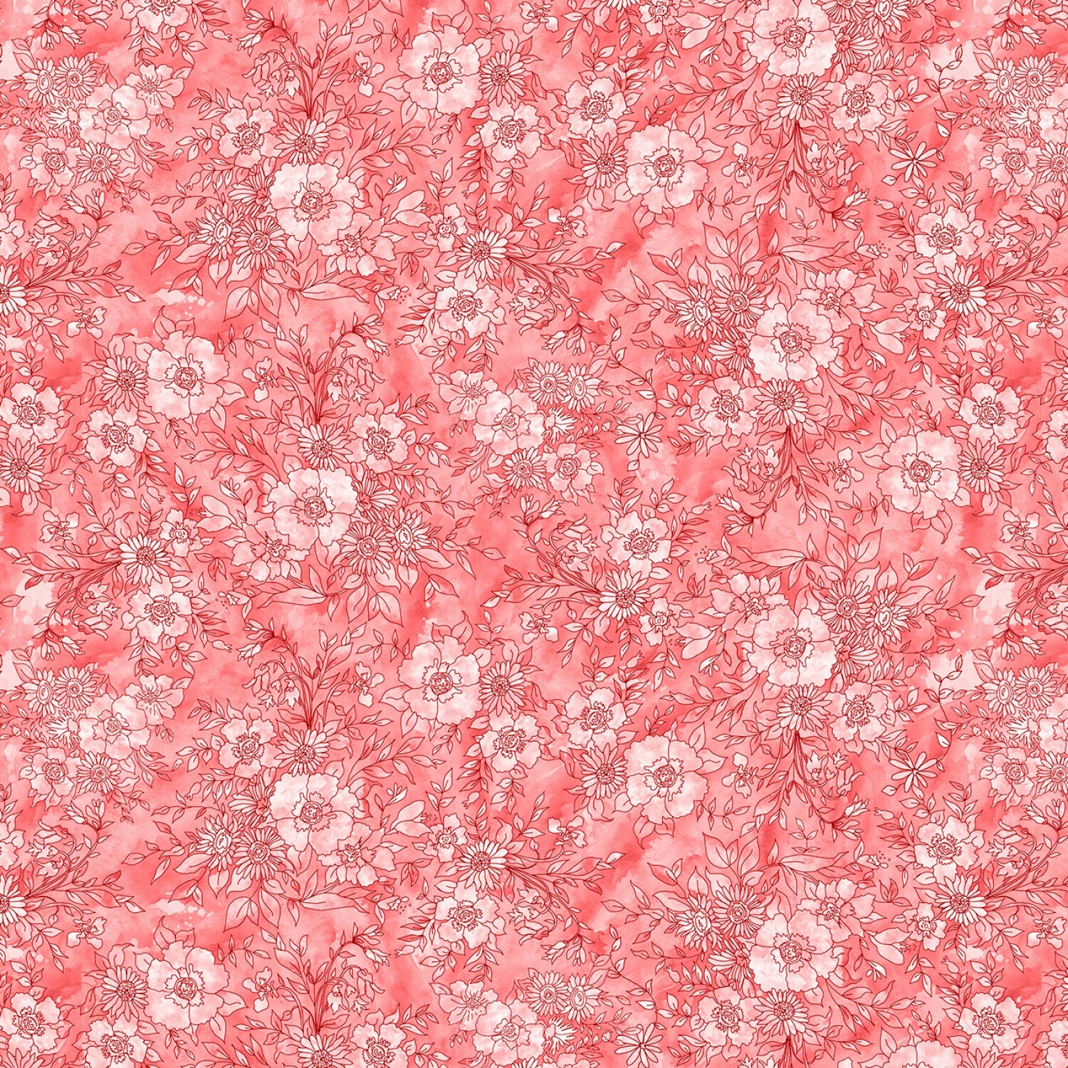 Meadow Bloom - Red Floral Toile - 1/2m cut 57236